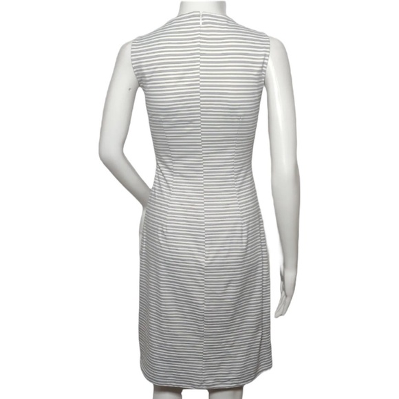 J. McLaughlin Sophia Dress Stripes White Gray Black Medium - Picture 4 of 10